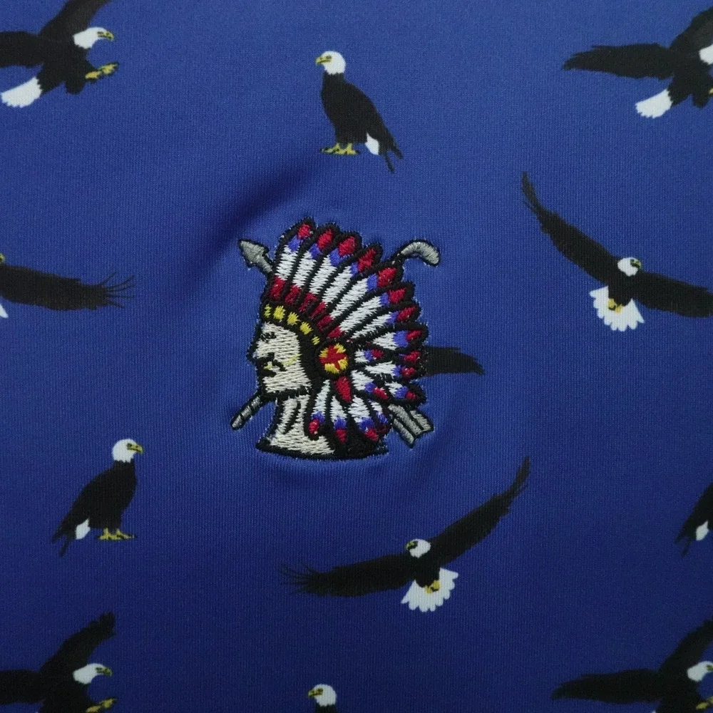 Shinnecock Hills‎ Golf Club Polo Mens Medium Blue Eagle Print Embroidered Logo
